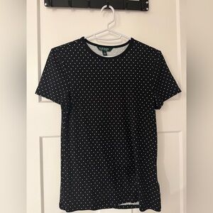 Ralph Lauren Black and White Polka Dot Short Sleeve Tee